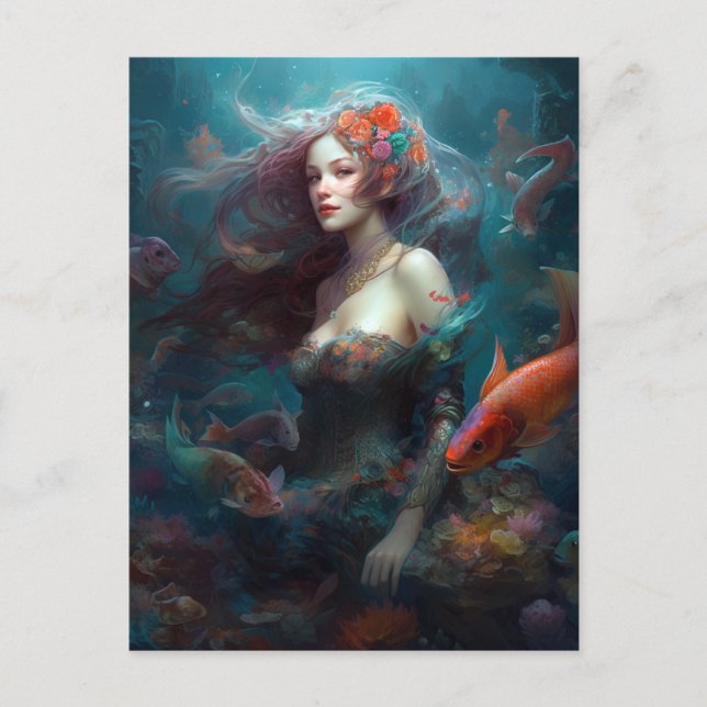Mermaid Fantasy Art Postcard Postkarte (Vorderseite)