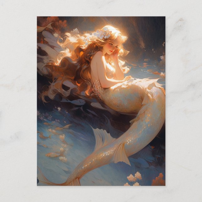 Mermaid Fantasy Art Postkarte (Vorderseite)