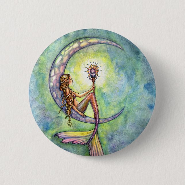 Mermaid Fantasy Fairy Art von Molly Harrison Button (Vorderseite)