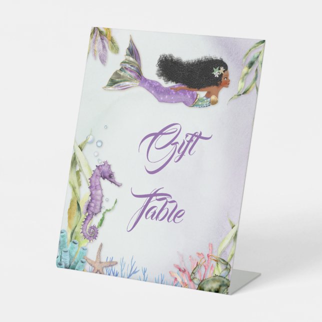 Mermaid Farbgeschenk Begrüßungsschild Sockelschild (Vorderseite)