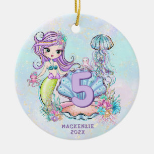 Mermaid Fifth Birthday   Magisches Ocean Life Part Keramik Ornament
