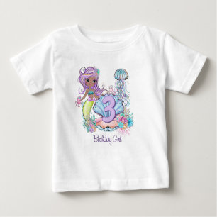 Mermaid First Birthday Whimsisches Party zum Leb Baby T-shirt