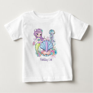 Mermaid First Birthday   Whimsisches Party zum Leb Baby T-shirt