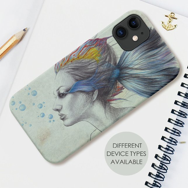 Mermaid Fisch Fantasy Surreal Art Zeichnend Case-Mate iPhone Hülle (Von Creator hochgeladen)