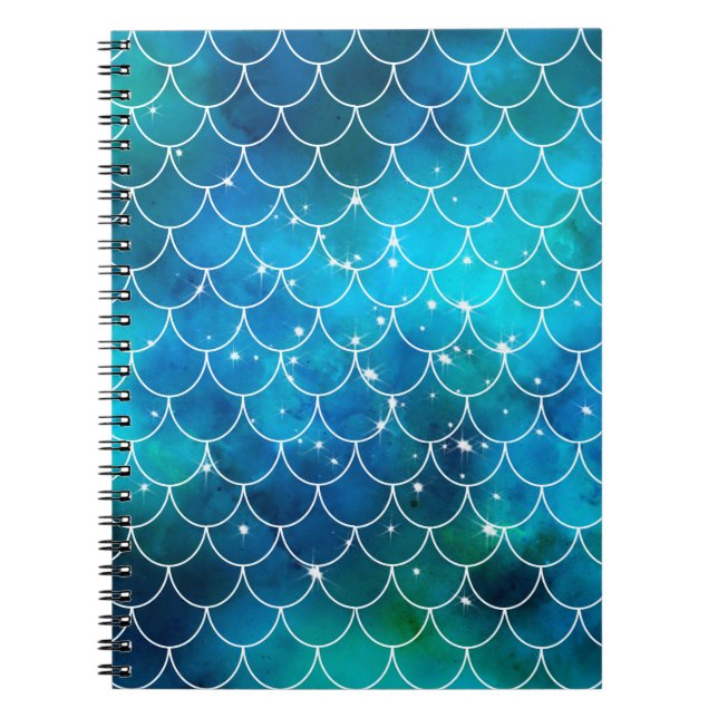 Mermaid Fish Scale Muster Blau Notizblock (Vorderseite)