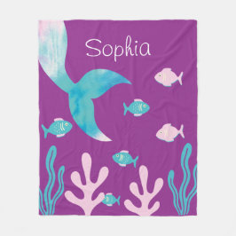 Mermaid Fish Under the Sea Pastel Purple Girls  Fleecedecke