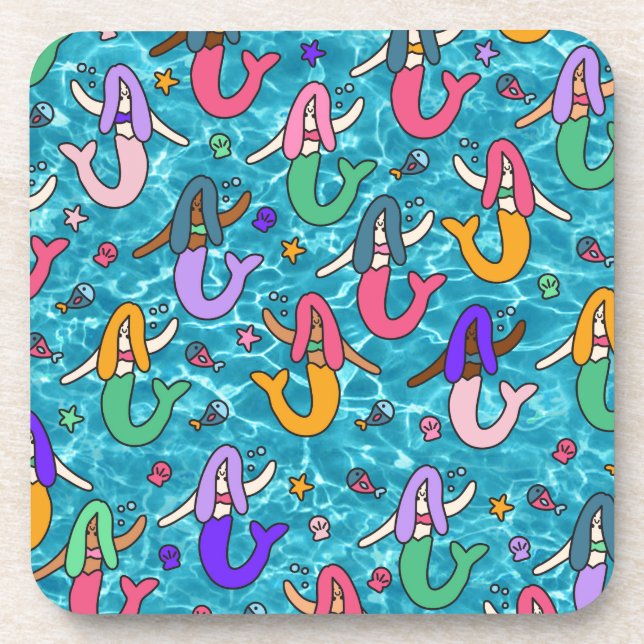 Mermaid Freunde Getränkeuntersetzer (Vorderseite)