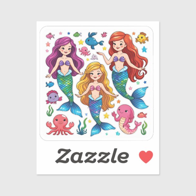 Mermaid Friends Personalized Fun set  Aufkleber (Blatt)