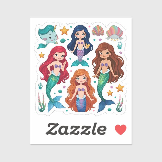 Mermaid Friends Personalized Fun set  Sticker (Blatt)