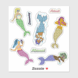 Mermaid Friends Sticker Sheet - Körperpositionieru