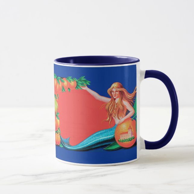 Mermaid Fruchtkiste Label Art Kaffee Tasse (Rechts)