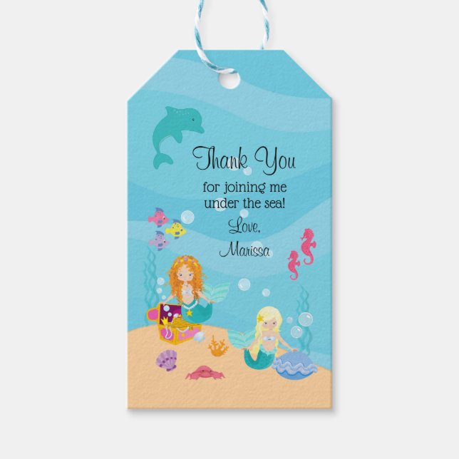 Mermaid Gastgeschenk Under Sea Vielen Dank Geschenkanhänger (Vorderseite)