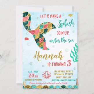 Mermaid Geburtstagsausladung Unter dem Meer laden Einladung