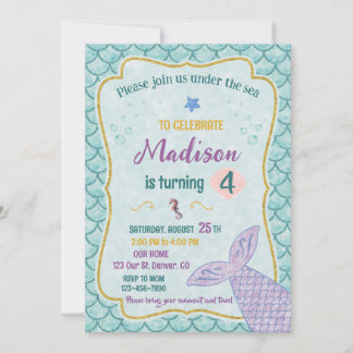 Mermaid Geburtstagsausschreibung Im Meer Party Einladung
