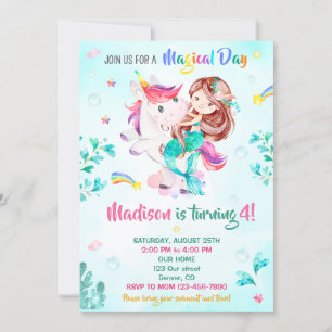 Mermaid Geburtstagseinladung Girl Magical Party Da Einladung