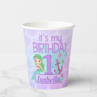 Mermaid Geburtstagspapier-Cups Pappbecher