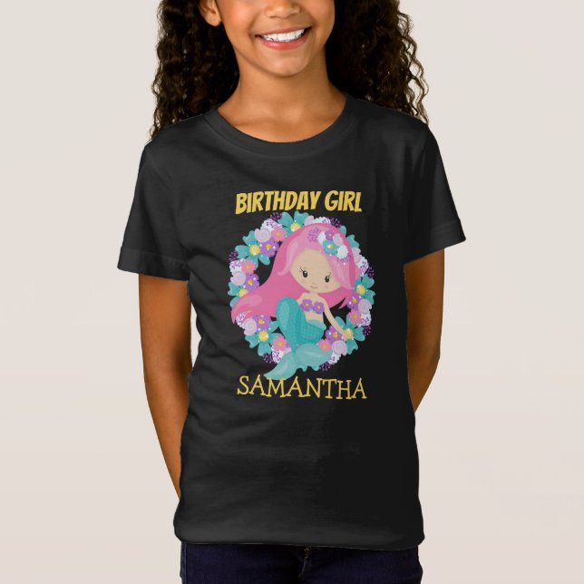 Mermaid gelben Geburtstag T-Shirt (Vorderseite)