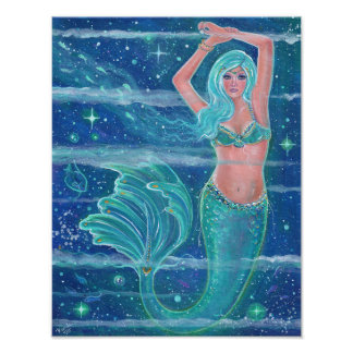 Mermaid Gemma aqua von Renee Lavoie Fotodruck