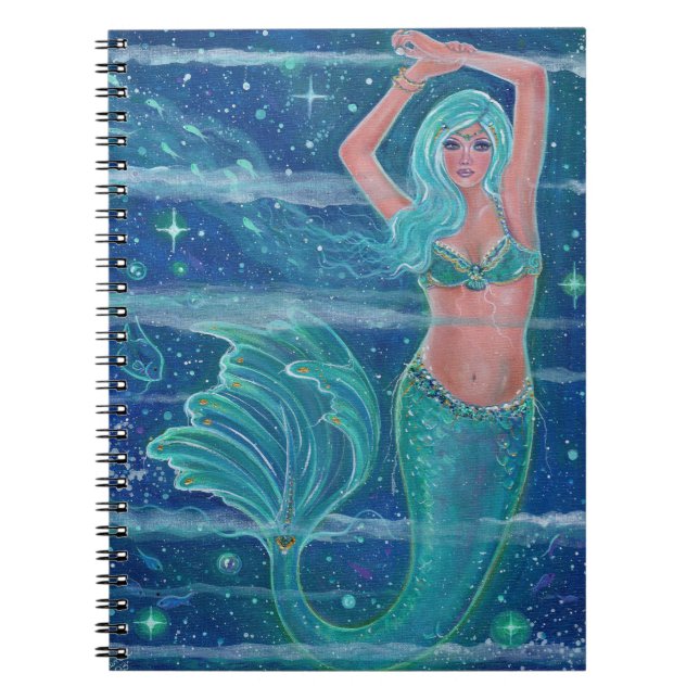 Mermaid Gemma aqua von Renee Lavoie Notizblock (Vorderseite)