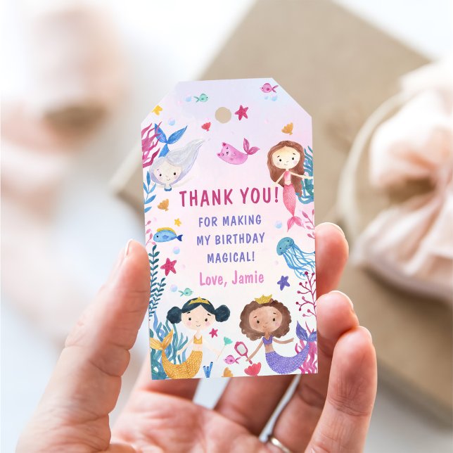 Mermaid Girl 1. Geburtstag Party Geschenkanhänger (Von Creator hochgeladen)