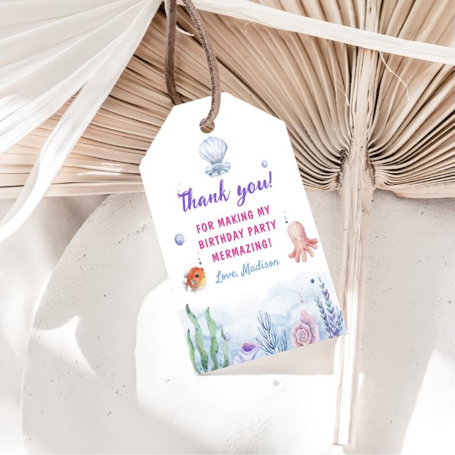 Mermaid Girl 1. Geburtstag Party Geschenkanhänger (Von Creator hochgeladen)