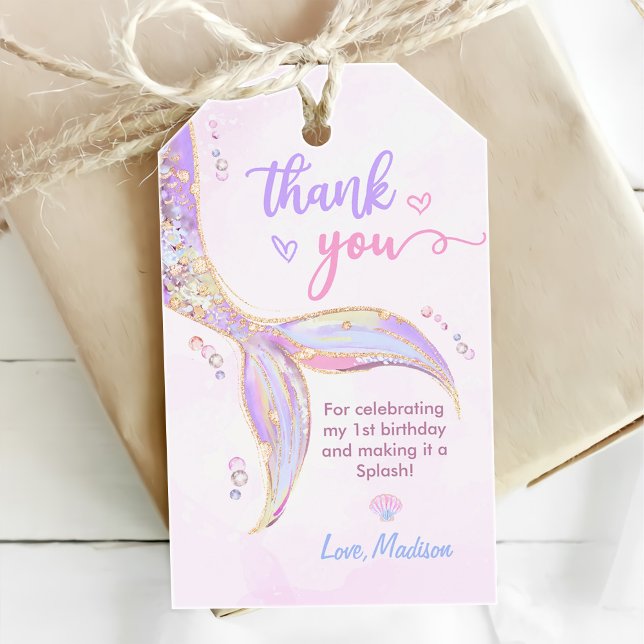 Mermaid Girl 1. Geburtstag Party Geschenkanhänger (Von Creator hochgeladen)
