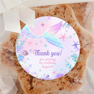 Mermaid Girl 1. Geburtstag Party Runder Aufkleber