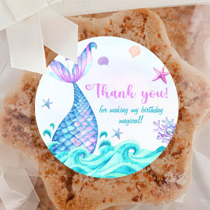 Mermaid Girl 1. Geburtstag Party Runder Aufkleber