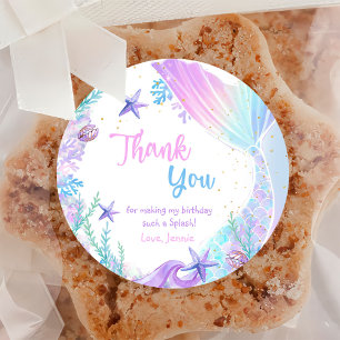 Mermaid Girl 1. Geburtstag Party Runder Aufkleber