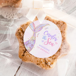 Mermaid Girl 1. Geburtstag Party Runder Aufkleber