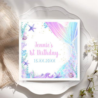 Mermaid Girl 1. Geburtstag Party Serviette