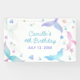 Mermaid Girl 4. Geburtstags-Party Banner