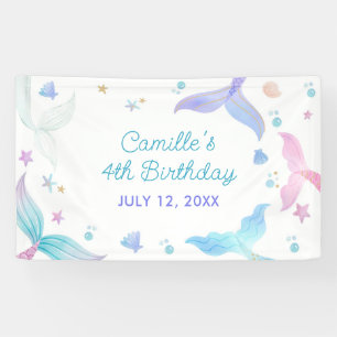 Mermaid Girl 4. Geburtstags-Party Banner
