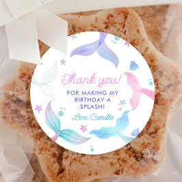 Mermaid Girl 4. Geburtstags-Party Runder Aufkleber