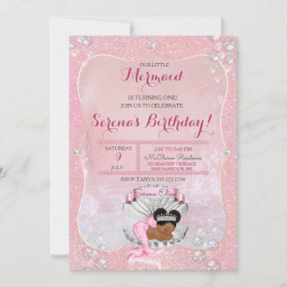 Mermaid Girl American Pink Pearls Muschel Einladung
