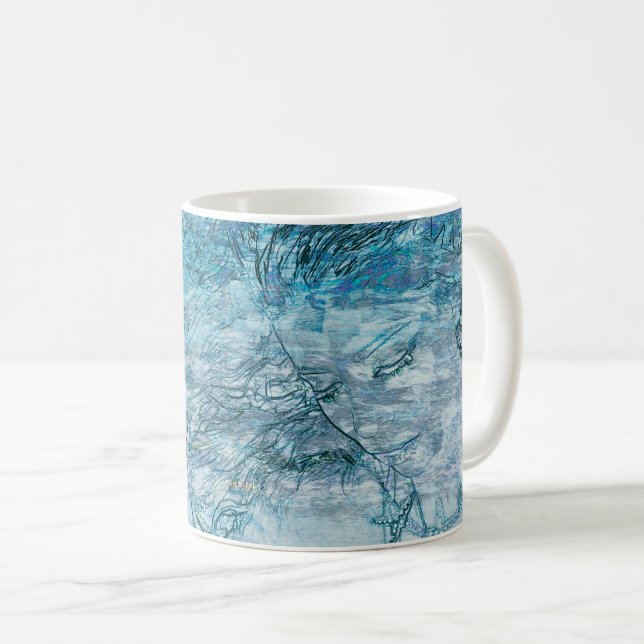 Mermaid Girl Aquamarin Green Blue Nautical Ocean W Kaffeetasse (VorderseiteRechts)