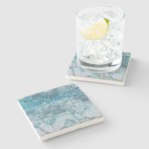 Mermaid Girl Aquamarin Green Blue Nautical Ocean W Steinuntersetzer