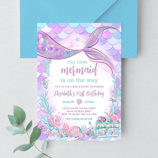 Mermaid Girl Baby Dusche Einladung