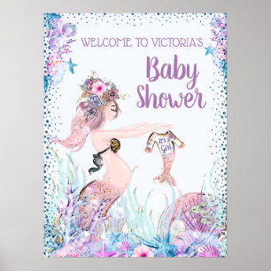 Mermaid-Girl-Baby-Shower-Schilder Poster