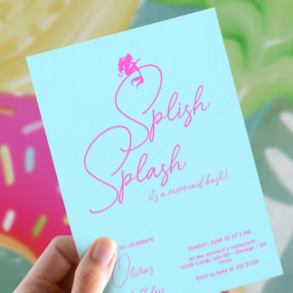 Mermaid Girl Birthday Minimalistisch Simple Modern Einladung