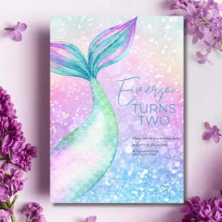 Mermaid Girl Birthday Party Einladung, Meerjungfra Einladung