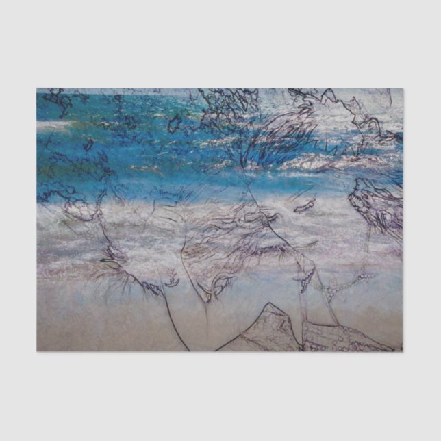 Mermaid Girl Blue White Nautical Ocean Waves Seidenpapier (Vorderseite)