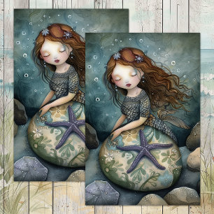 MERMAID GIRL DEKUPAGE SEIDENPAPIER