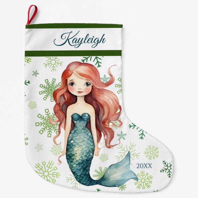 Mermaid Girl Großer Weihnachtsstrumpf (Vorderseite)