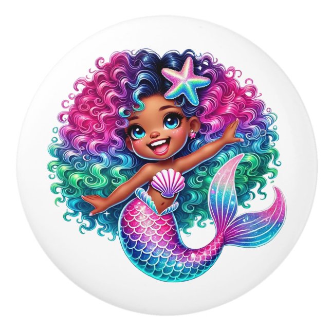 Mermaid Girl Keramik Knob Keramikknauf (Vorderseite)