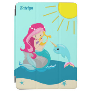 Mermaid Girl Niedlich Custom Beach Monogramm Kinde iPad Air Hülle