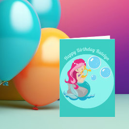 Mermaid Girl Niedlich Custom Childrens Geburtstag Karte