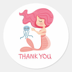 Mermaid Girl Party Pirate Classic Round Sticker