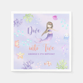 Mermaid Girl taucht in 5. Geburtstagsparty Serviette