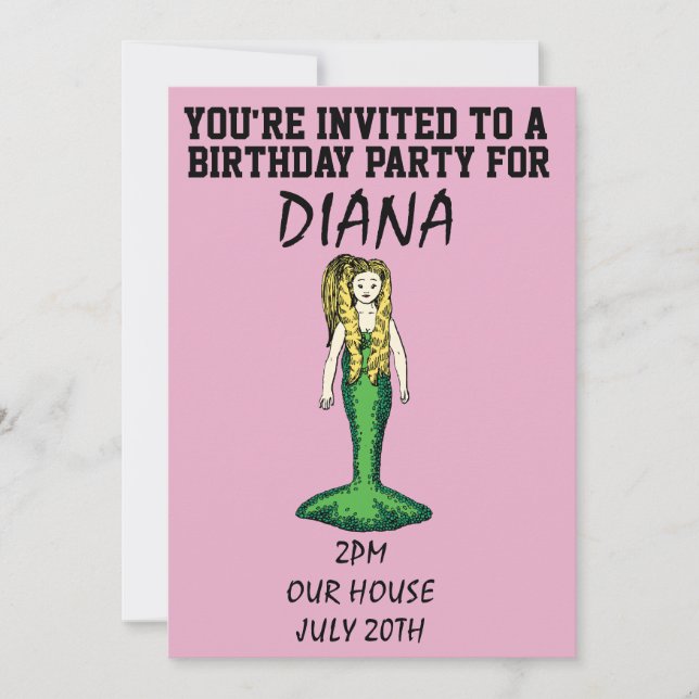 MERMAID GIRLS GEBURTSTAGLICHE EINLADUNGEN (Vorderseite)